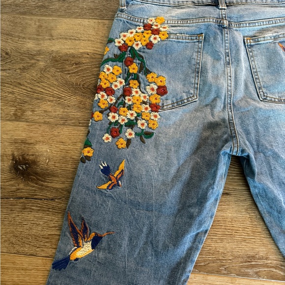 Free People Floral Embroidered Blue Jeans - Picture 8 of 8